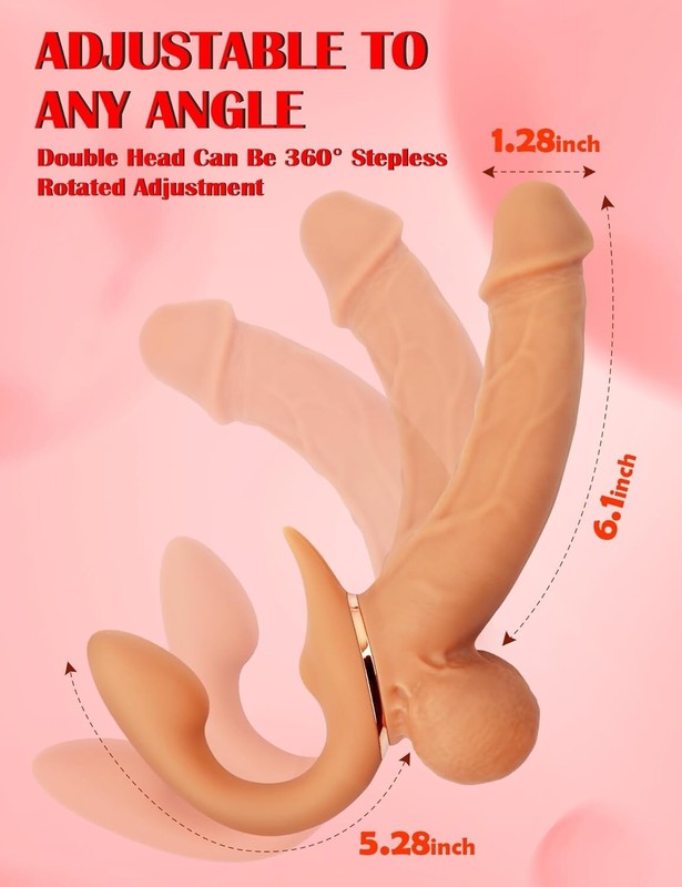 Strapless Strap-on G-spot Vibrator Double Ended Dildo Sex-toys for Lesbian Women gallery