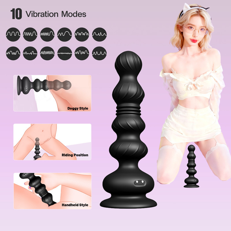 Adult non-handheld G-spot massager with extendable anal plug for anal sex toys