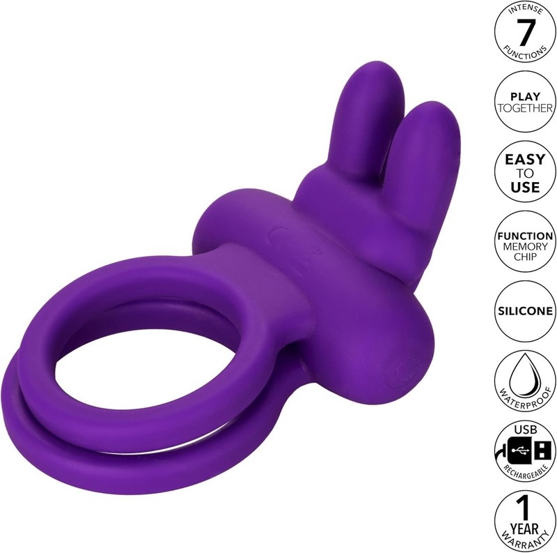1 Silicone Rechargeable Vibrating Cock Ring for Couples Purple Silicone Enhancer gallery