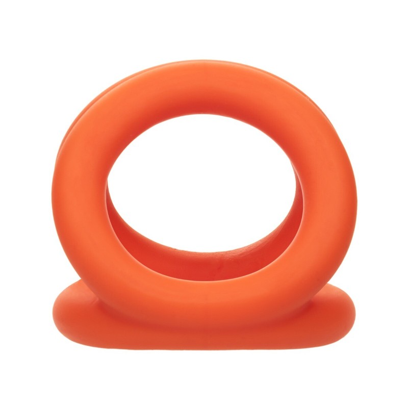 Ultra Soft Liquid Silicone Tri-Ring Penis Cock Ball Ring Male Enhancer Orange gallery