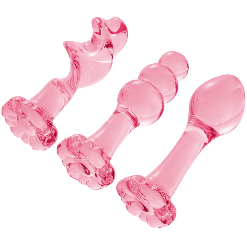 Glass Anal Training Starter Kits Beginners Anus Trainer Crystal Butt Plugs Set