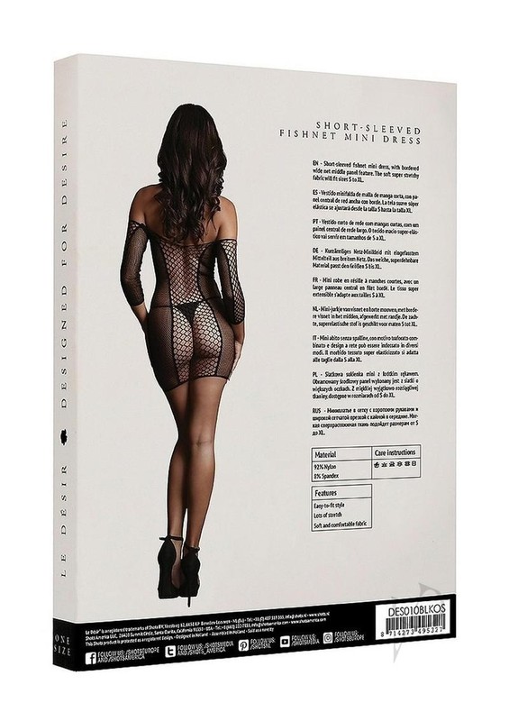 Le Desir Duo Net Sleeved Mini Dress - O/S - Black gallery