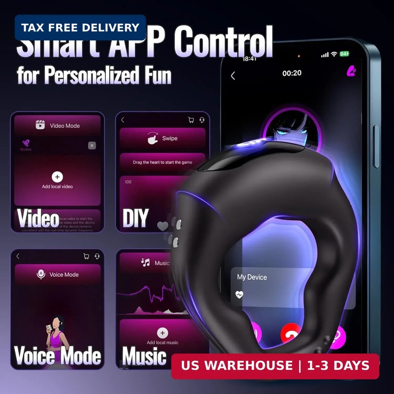 LUXONIA Vibrating Cock Ring Ergonomic Contour, 10 Vibrations Sex Toys for Men Si gallery