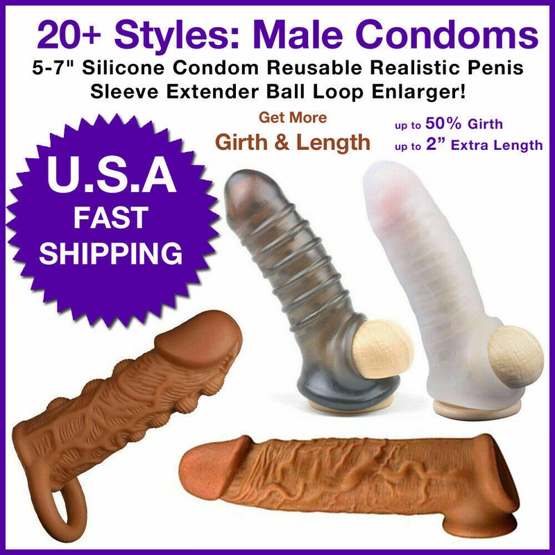 Silicone Condom Reusable Realistic Penis Sleeve Extender Enlarger Many models