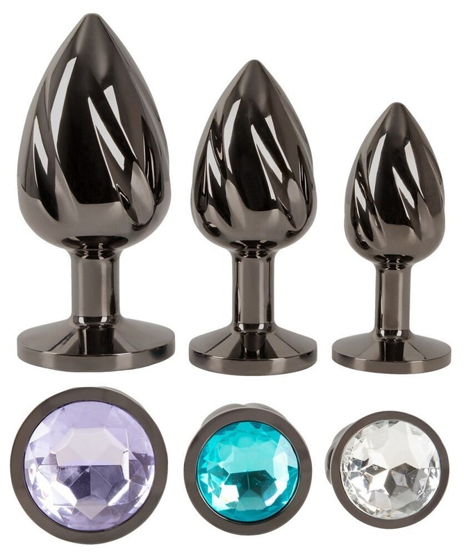 3 Butt Plug Metal Kit with Gem Anal Training Various Sizes and Weights gallery