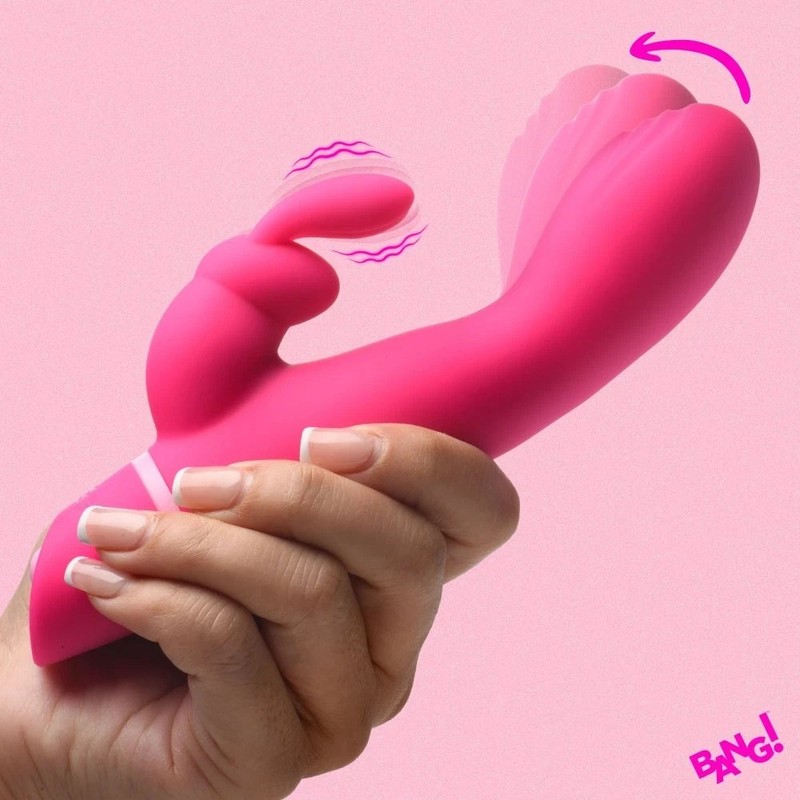 Bang! Come Hither Rabbit Vibrator – Rotating Beads Silicone Dual Motor