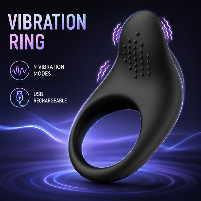 App Remote Control Vibrating Penis Ring 9 Modes USB Rechargeable Couples Toy