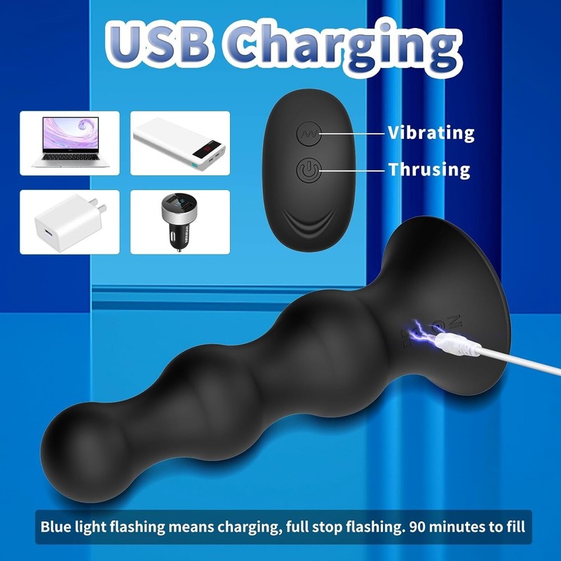 Vibrating Butt Plug Inflatable Dildo Prostate Massager Anal Beads Sex Toys gallery