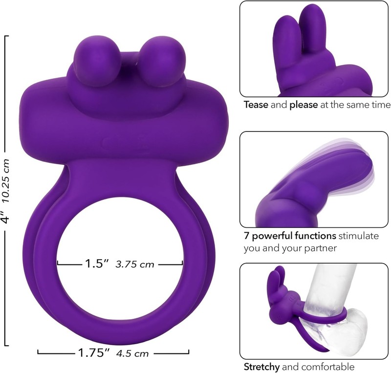 1 Silicone Rechargeable Vibrating Cock Ring for Couples Purple Silicone Enhancer gallery