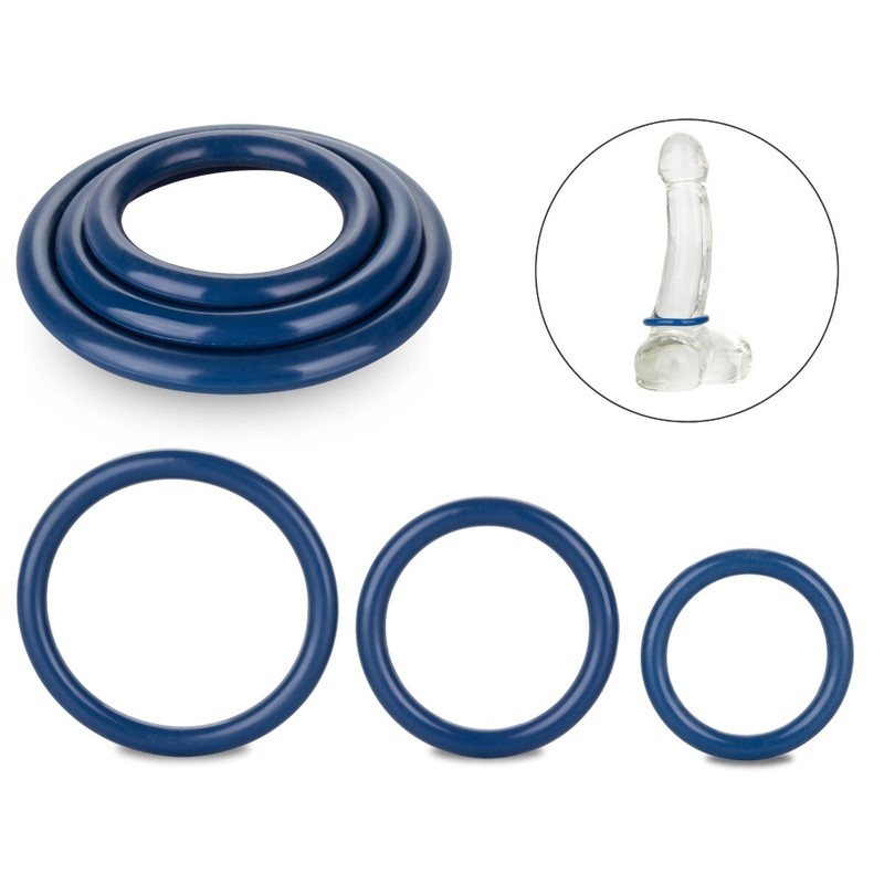 3PC Stretchy Rubber Penis Erection Keeper Cock Rings Ere Small Medium Large