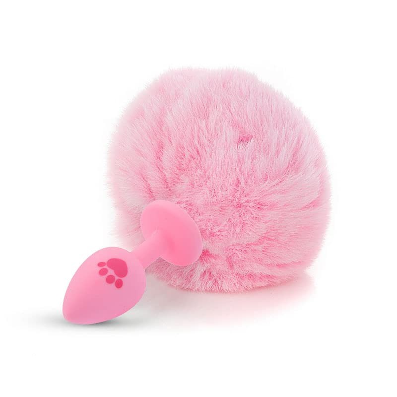 Anal Plug Rabbit Bunny Tail, Pink Fluffy Tail Butt Plug Silicone Anal Sex Toy…