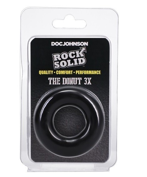Doc Johnson Ultimately Pleasurable Rock Solid Donut 3x Black Cock Ring, New