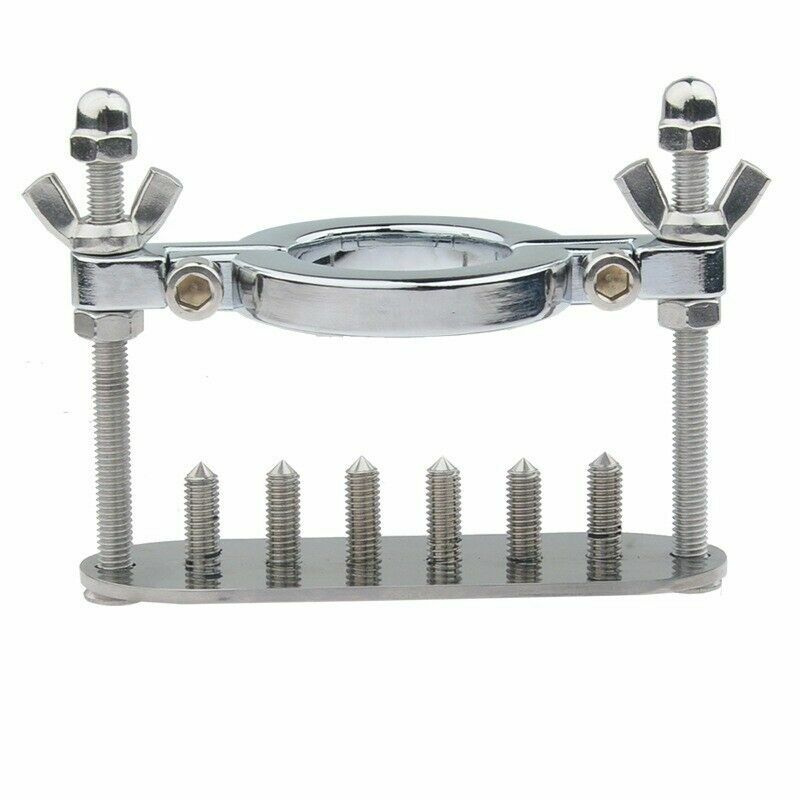 Stainless Steel Spiked CBT Ball Stretcher Testicle Crusher Pulling Down Scrotum
