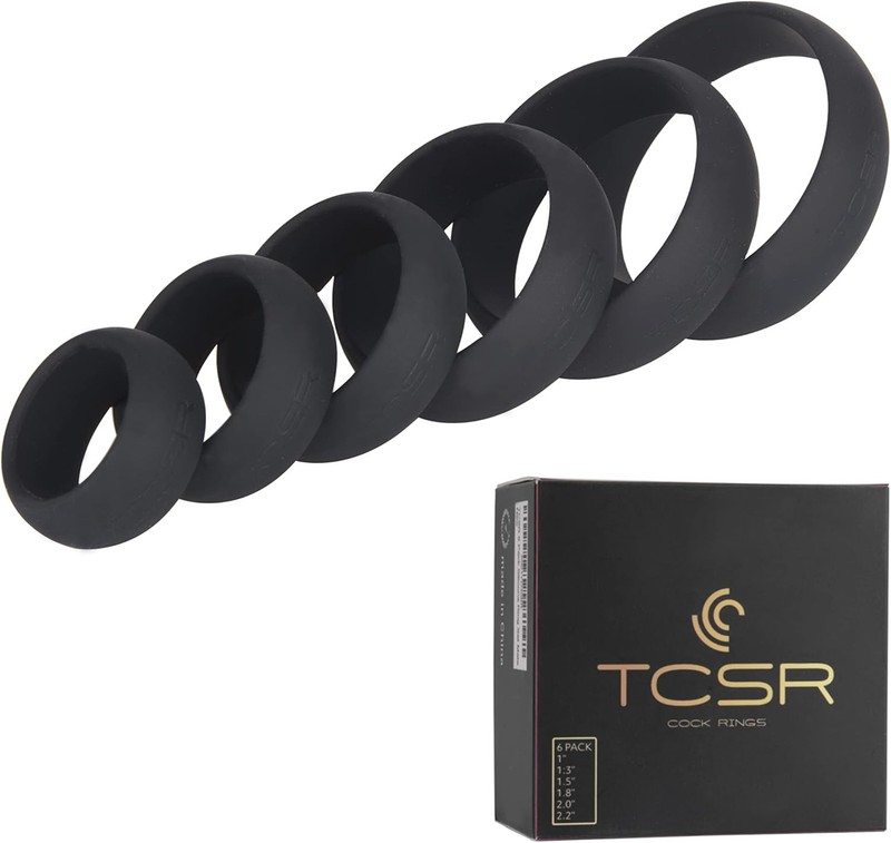 TCSR 6 Different Size Cock Rings – Medical Grade Soft Silicone Penis Black
