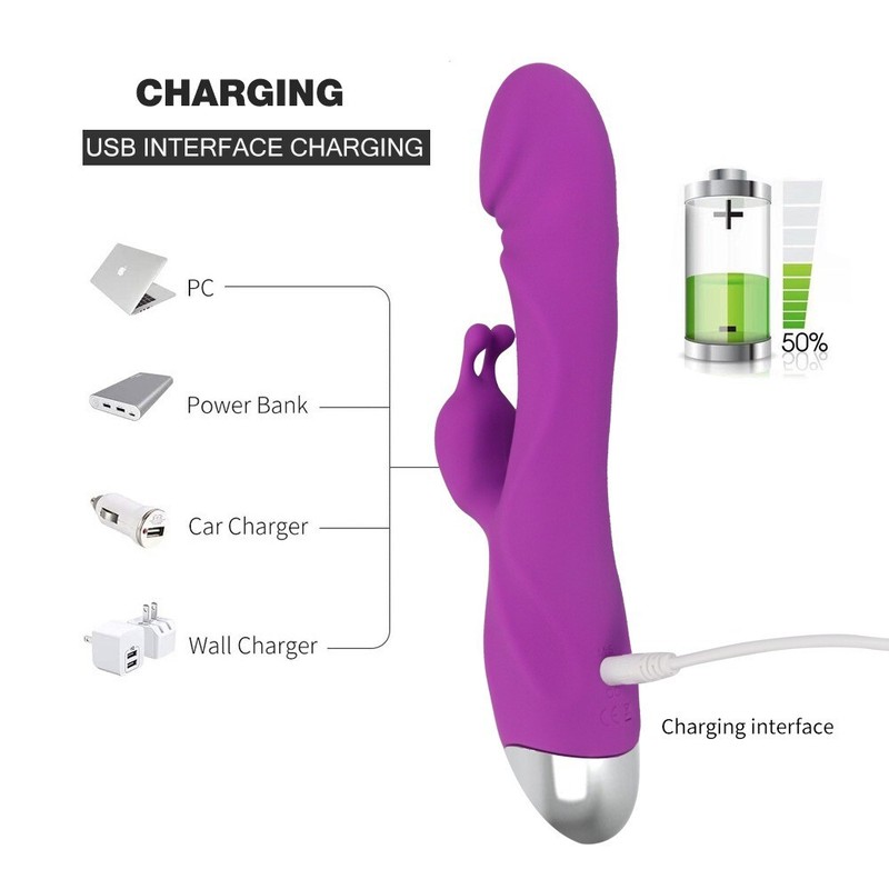 G Spot Rabbit Dildo Vibrator Orgasm Adult Toys USB Charging Waterproof
