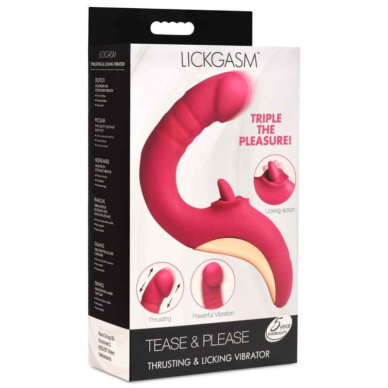 Lickgasm Tease & Please Thrusting & Licking Vibrator Fuchsia – G-Spot Clit Vibe