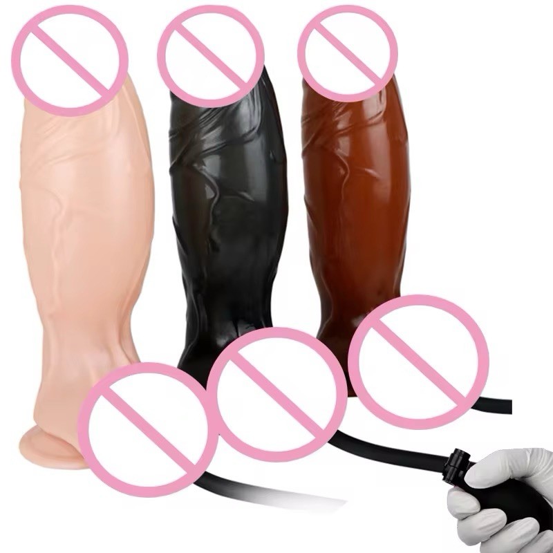 Inflatable Dildo Pump Realistic Penis Suction Cup Anal Vaginal Sex Toy Pump