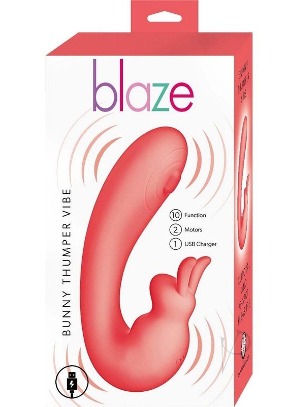 Blaze Bunny Thumper Rechargeable Silicone Vibrator – Coral