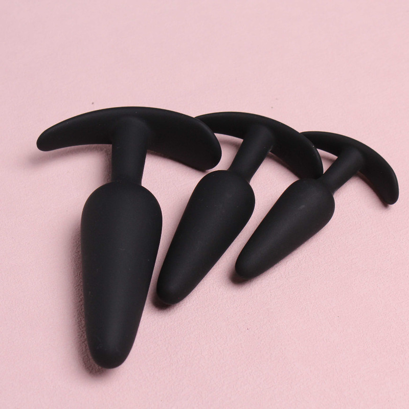 3 PCS Black Silicone Anal Butt Plug Set Trainner Expander Kit G-spot SexToys gallery