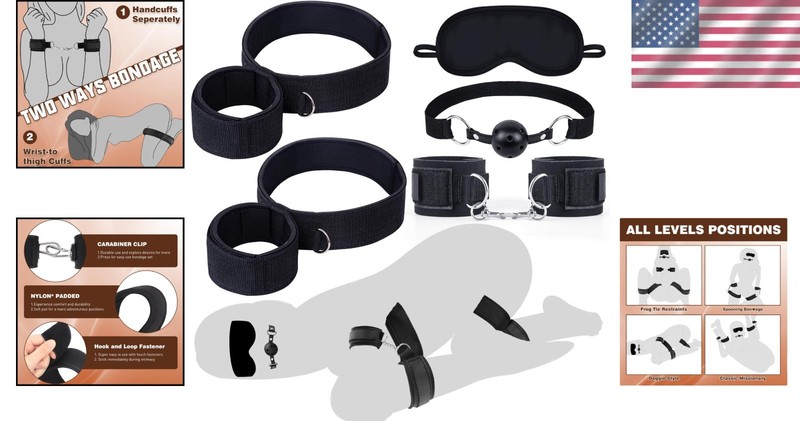 Kinky Bondage Kit with Soft Cuffs and Blindfold Perfect for Couples Adventures gallery