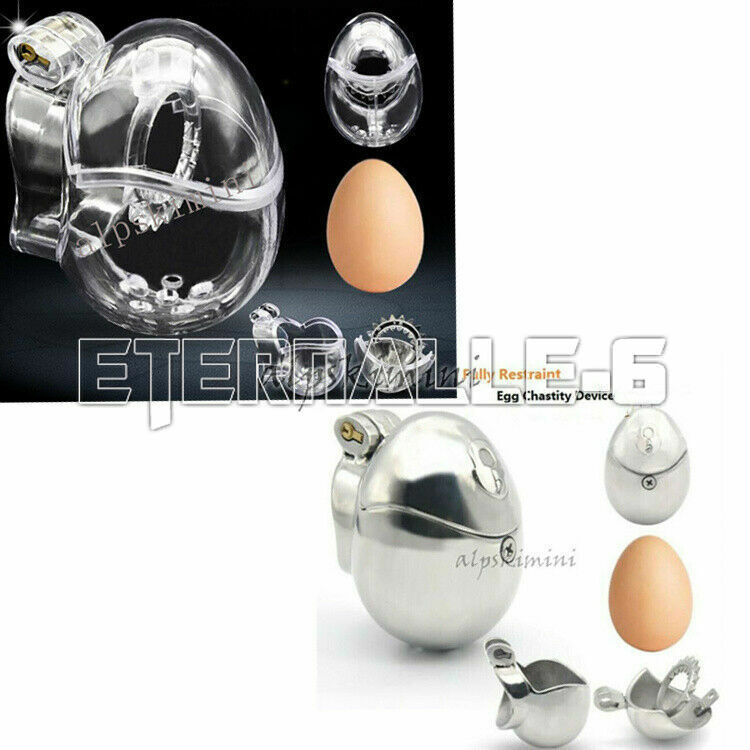 Stainless Steel PC Male Egg-Type Fully Restraint Chastity Device Belt Cage Lock