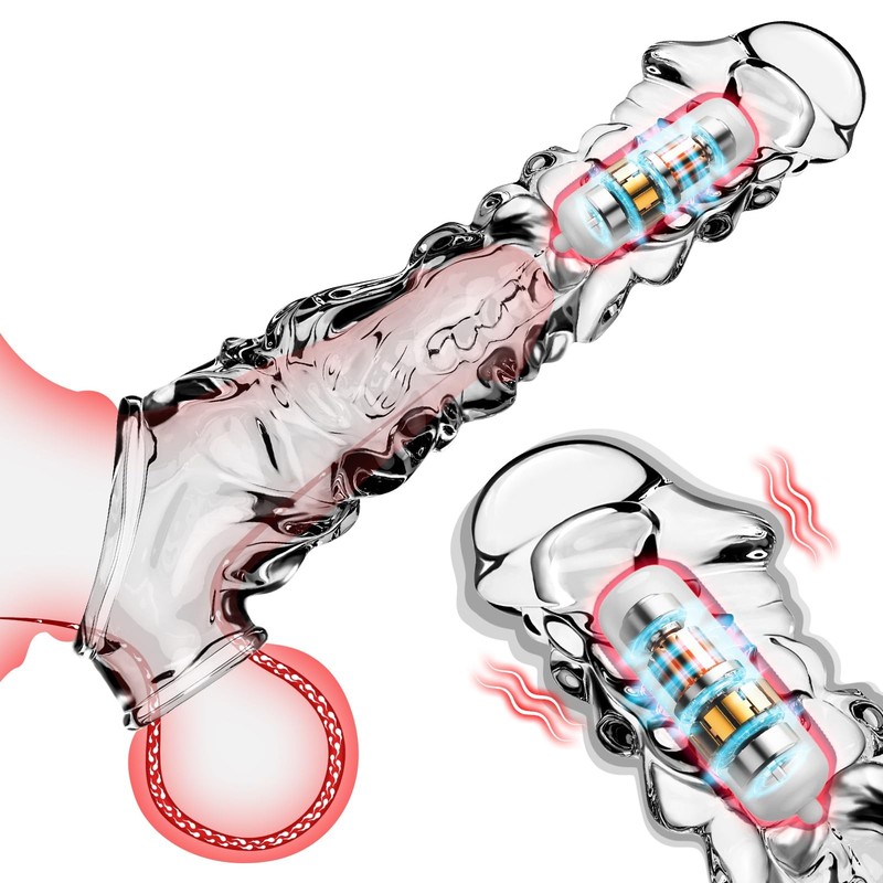 Penis Sleeve Extender Vibrator Cock Enlarger Delay Ejaculation Sex Toys for Men