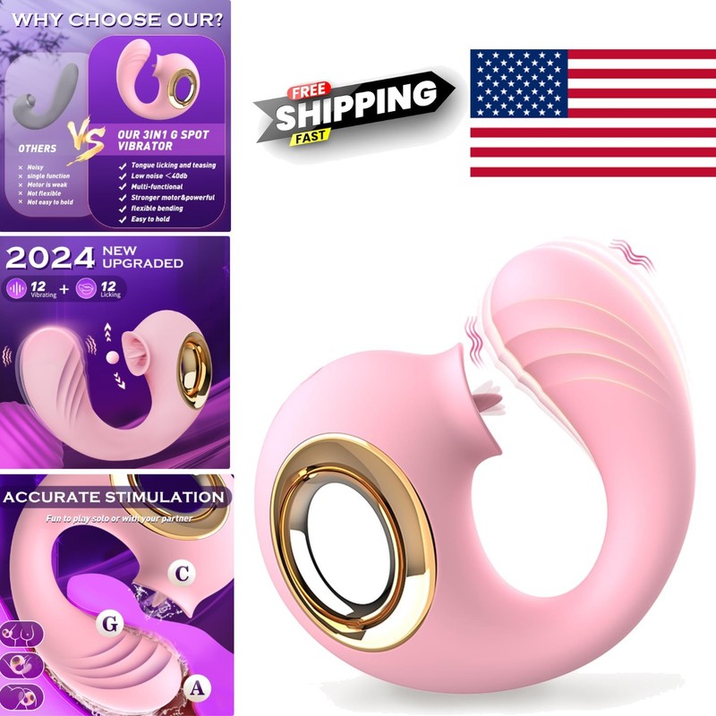 Rose G Spot Vibrator for Women with 12 Vibrating and Licking Modes Pink Silicone