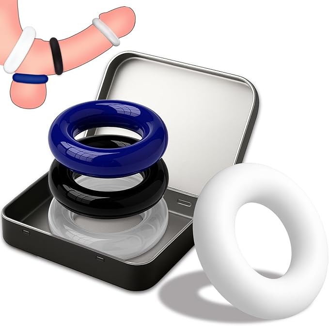 3Pcs Cock Ring Super Stretchy Strong Stay Harder Penis Rings Men +60ml Lubricant gallery