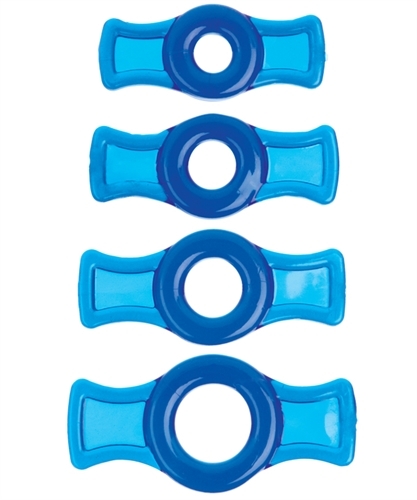 Doc Johnson Titanmen Penis Ring 4 Pack Blue - Male Erection Enhancer Cock Rings