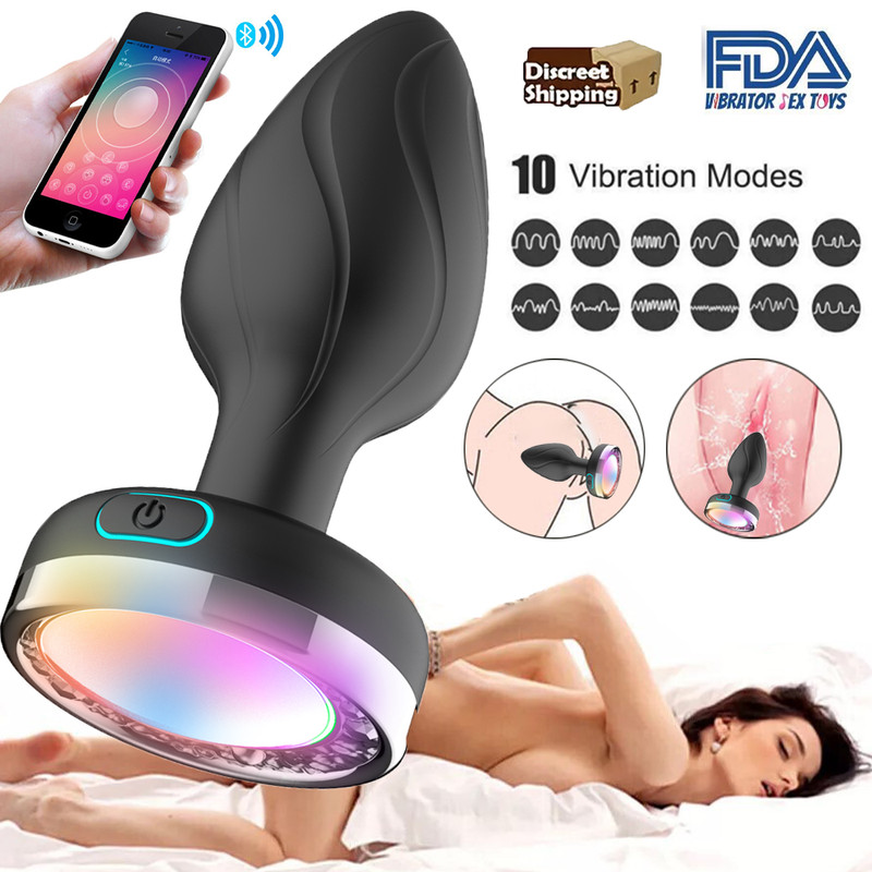 Anal Butt Plug LED Light Up Dildo Vibrator G-spot Massager Sex Toys for Women