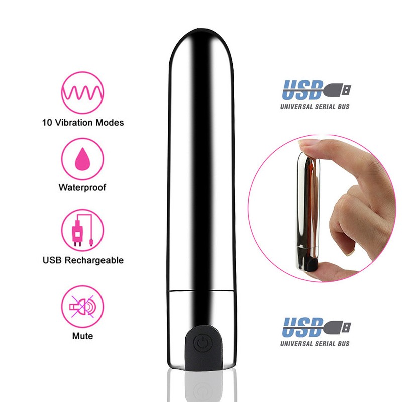 10speed Bullet Vibrator USB Charger Discreet AV Vibrating Vibe Sex Toy For Women