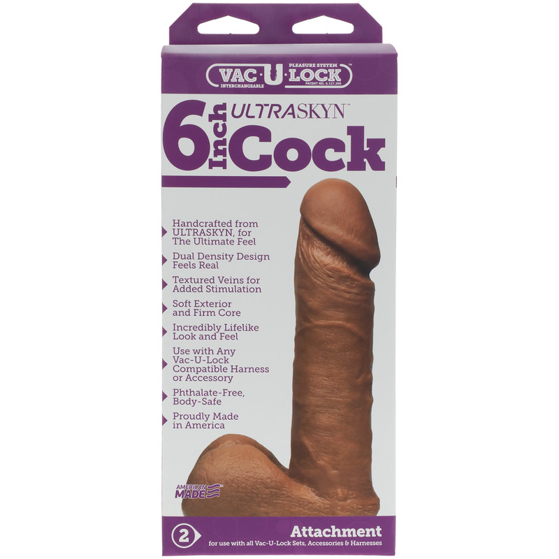 Doc Johnson Vac-U-Lock 6" Ultraskyn Cock Dildo Brown - Realistic Dong w Balls gallery