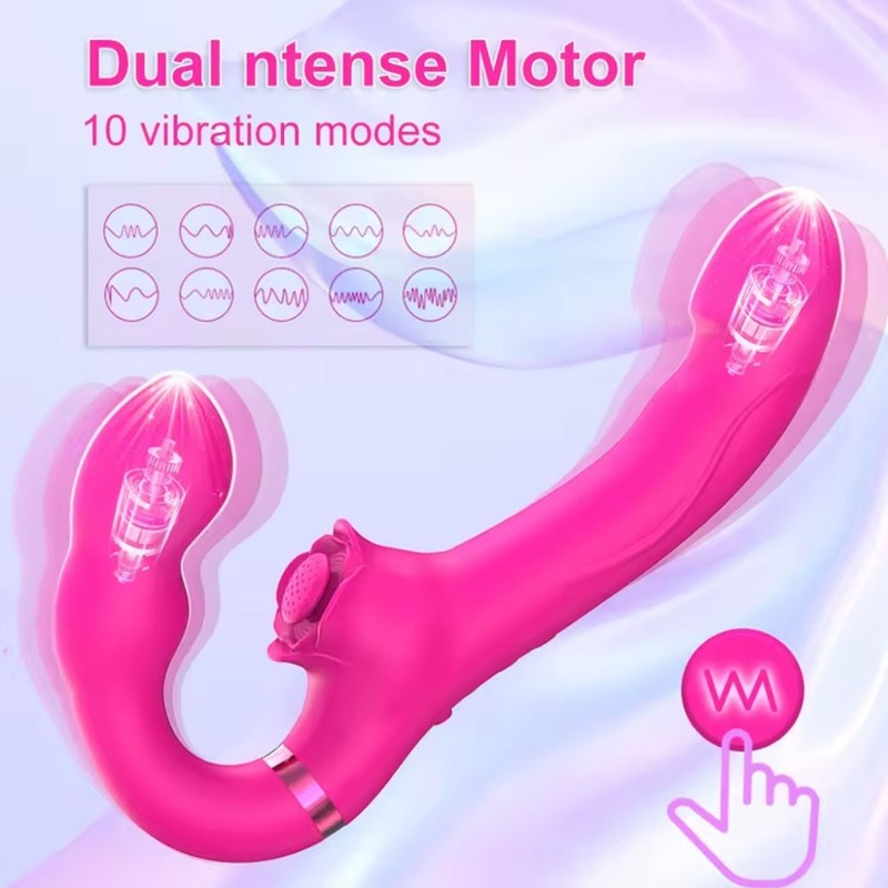 Rechargeable Vibrating Strapless Strap On Dildo G-spot Vibrator Lesbian Sex Toys gallery