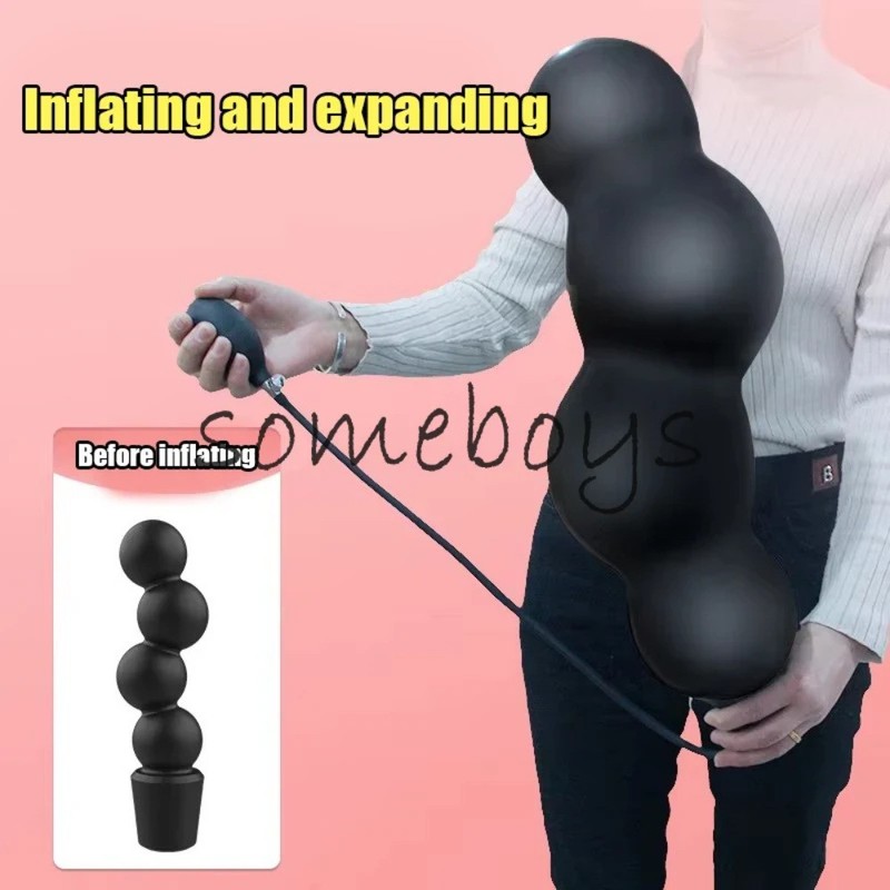Inflatable Beaded Anal Plug Adjustable Expansion Silicone Sex Toy Anal Dildo Gay gallery