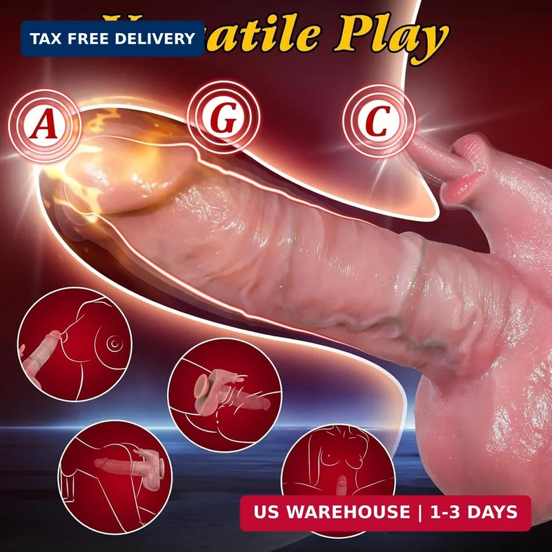 Sex Toy Thrusting Dildo Vibrator - 8.6 Inch Realistic Huge Thick Big Dildo with gallery