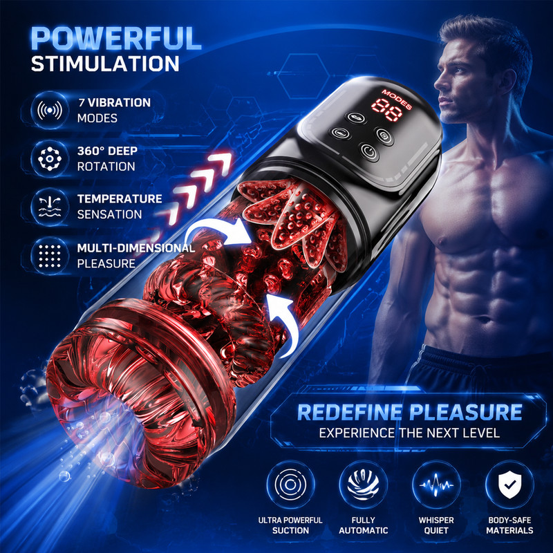 Male Masturbator Penis Pump Tongue Rotating&Vibrating Dildo Sex Toys for Men