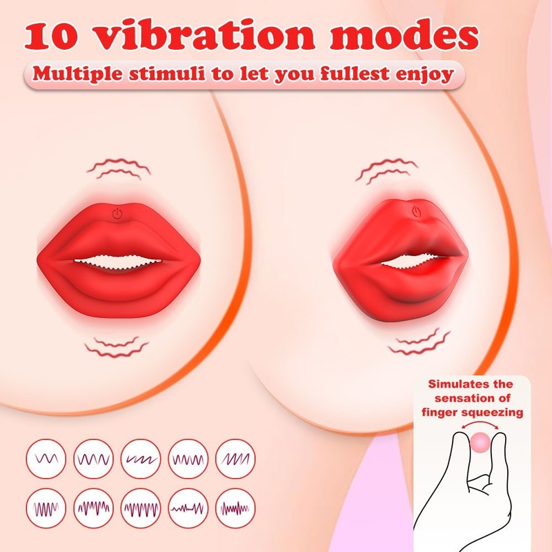 App-Controlled Vibrating Nipple Clamps Lip Design Breast Stimulator Couples Toy gallery
