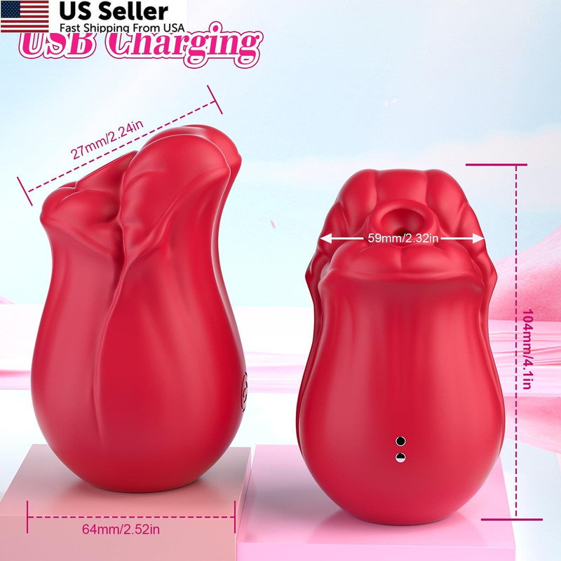 Clitoral Sucking Vibrator Rose Toy - Nipple Pussy Clit Sucker Mouth Oral Red gallery