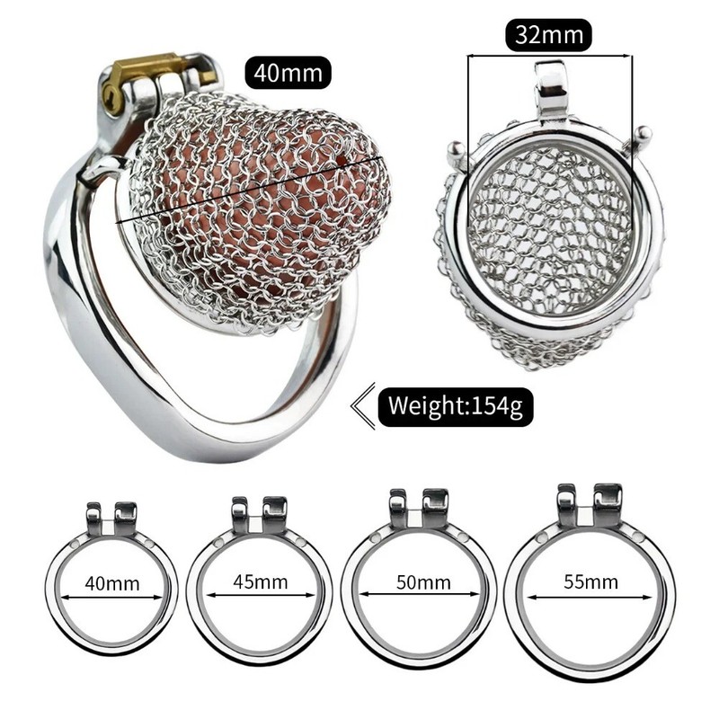Stainless Steel Mesh Chastity Device Smooth Penis Cock Dong Cage Bondage Ring gallery