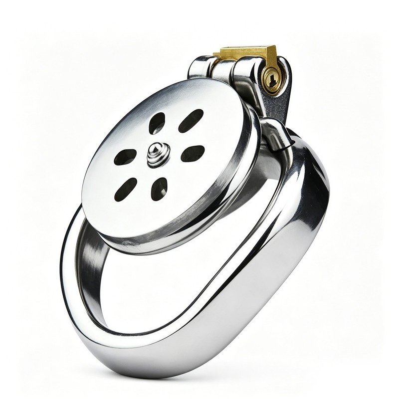 Built-in Lock Ring Vented Penis Cage Metal Chastity Cage For Men BDSM Restraint gallery