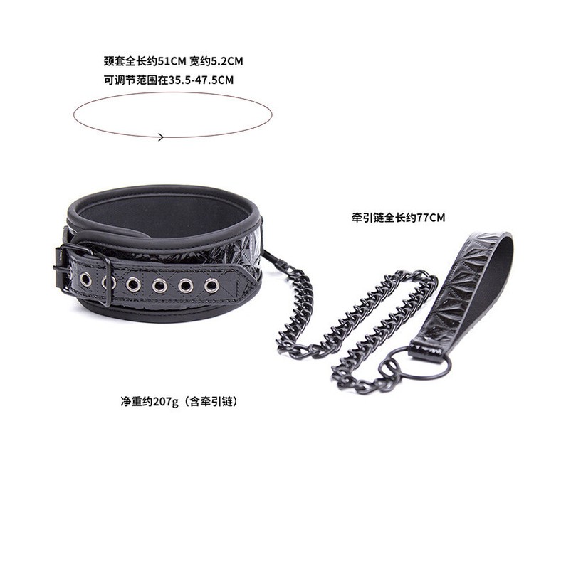 Black Neck Collar with Leash BDSM Bondage Fetish Adult Sex Accessories for Woman gallery