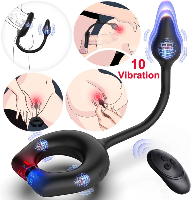 Cock Ring Anal Butt Plug Vibrator Male Prostate Massager Sex Toys For Men Couple