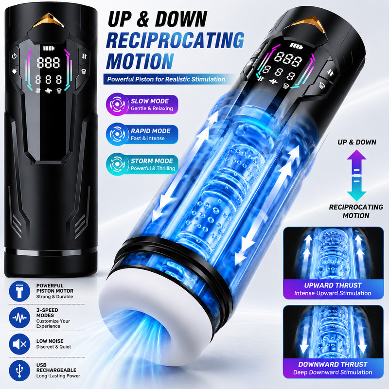 Male Masturbaters Automatic HandsFree Telescopic Sucking Cup Stroker Men Sex Toy