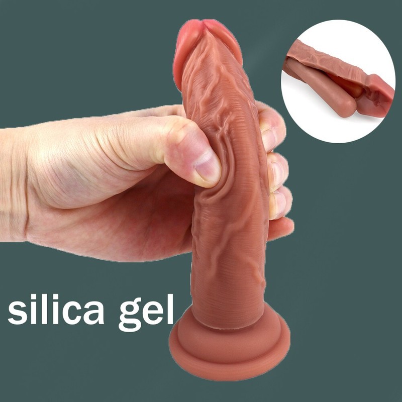 6in Dildo Liquid Silicone Realistic Skin Feeling Soft Penis Suction Dick Sex Toy