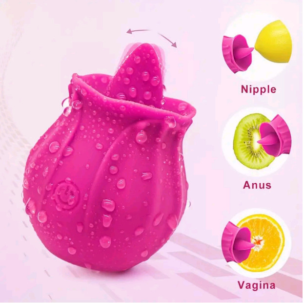 Rose Licking Tongue Vibrator Clit G-spot Massager Nipples Sex Toy for Women