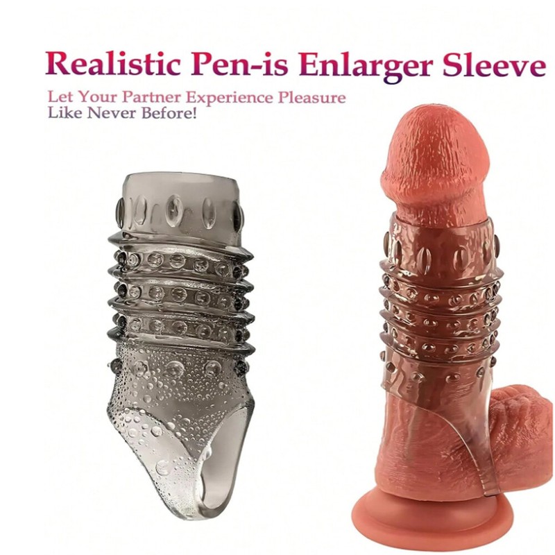 2PCS Penis Extension Sleeve Cock Girth Enhancer Extender-Sheath Stay Harder Male gallery