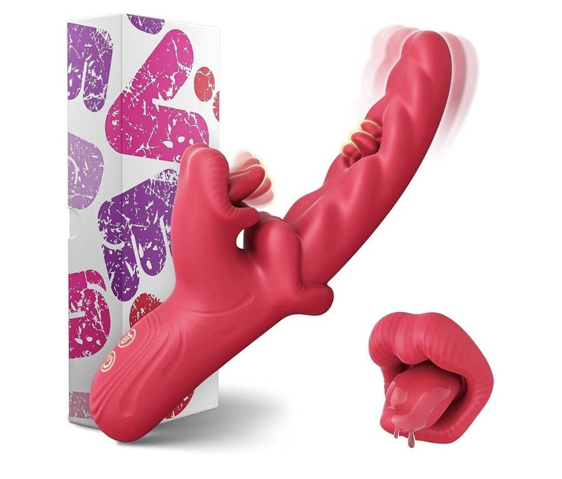 Rose Tongue Vibrator Clit G-Spot Dildo Massage Licking Oral Sex Toy Women Orgasm