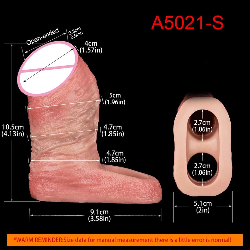 Silicone S/M/L/XL Ultra Hollow Dildo Male Penis Enlarge Sleeve Open-ended Cover