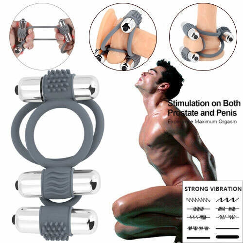 Dual Vibrating Cock Ring Penis Ring Stronger Erection Enhancer Sex Toys For Men