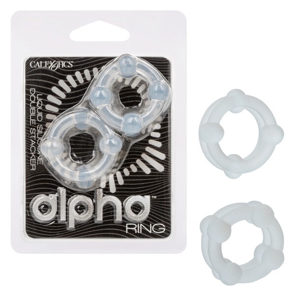 Cal Exotics Alpha Ring Liquid Silicone Double Stacker Clear – Penis Cock Ring